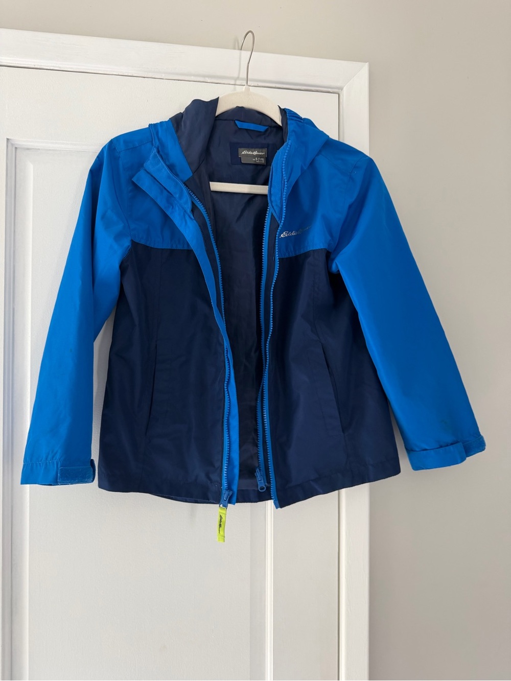 Eddie Bauer Kids Two-Tone Blue Hooded Raincoat